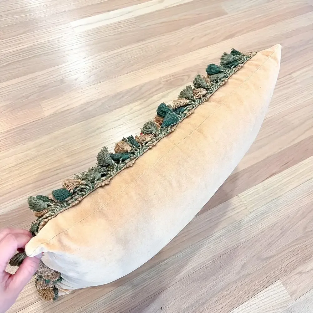 LARGE 22x18 Vintage French Country Rooster Frog Needlepoint Pillow Tassel Fringe - Picture 10 of 10